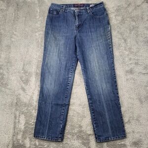 Gloria Vanderbilt Jeans Womens 14P Blue Amanda Straight Leg Embroidered Pockets‎